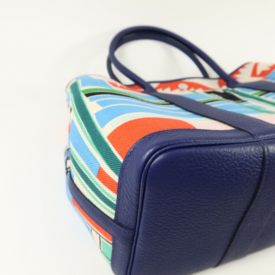 HERMES Canvas/Negonda皮革Garden Party PM Pocket手挽肩背兩用袋Multi Color-14