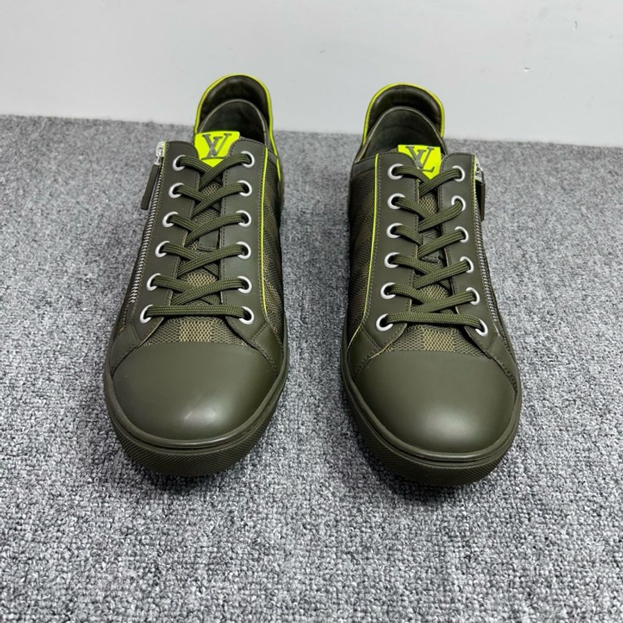 Louis Vuitton 路易威登 LV 軍綠色拉鍊 棋盤格休閒鞋 尺碼:44.5碼 10.5碼-1