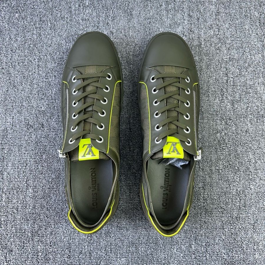 Louis Vuitton 路易威登 LV 軍綠色拉鍊 棋盤格休閒鞋 尺碼:44.5碼 10.5碼-2