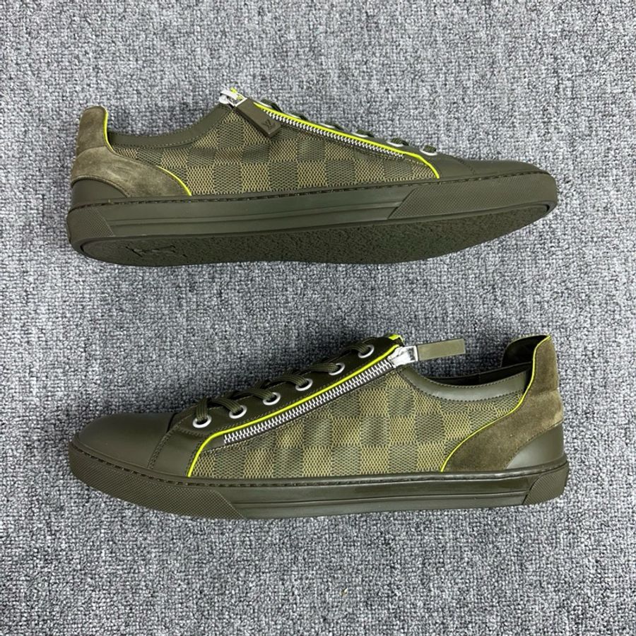 Louis Vuitton 路易威登 LV 軍綠色拉鍊 棋盤格休閒鞋 尺碼:44.5碼 10.5碼-3