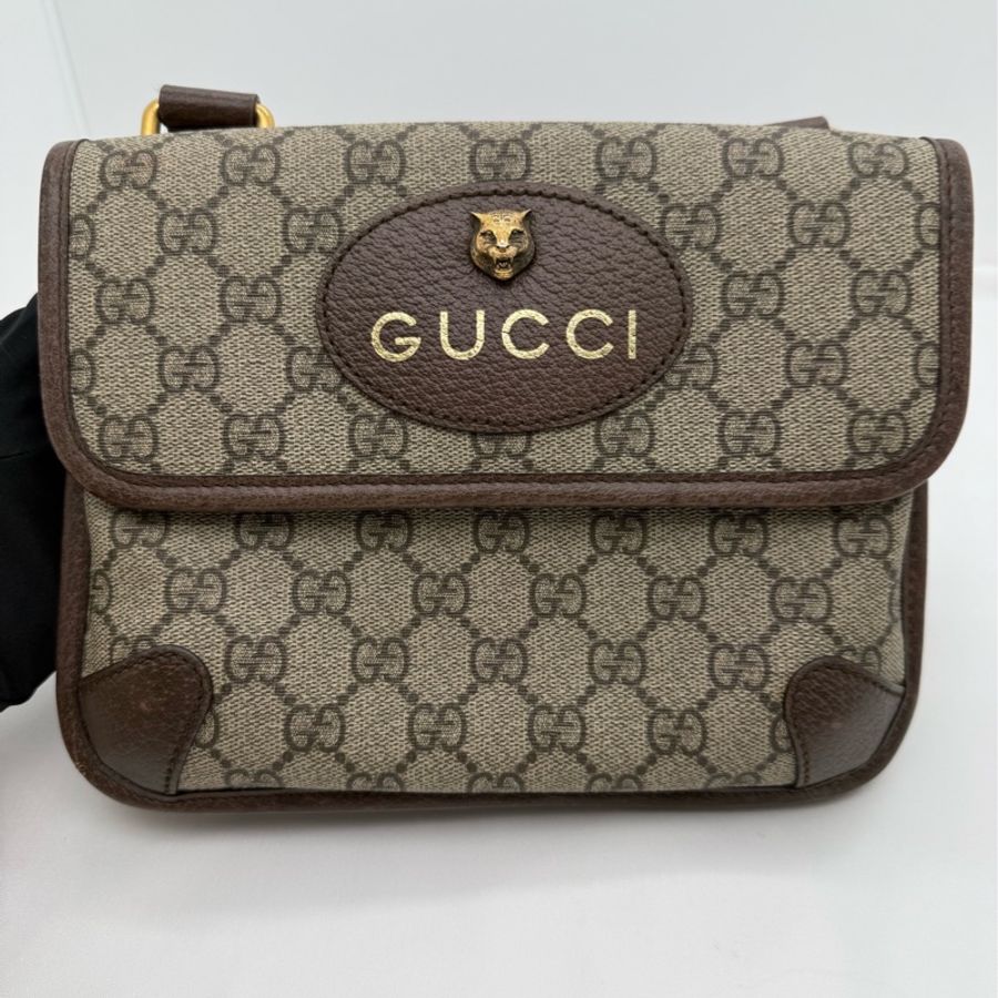 GUCCI古馳 雙面虎頭單肩斜挎郵差包包 黑標024開頭 尺寸:22×16.5×4cm-1
