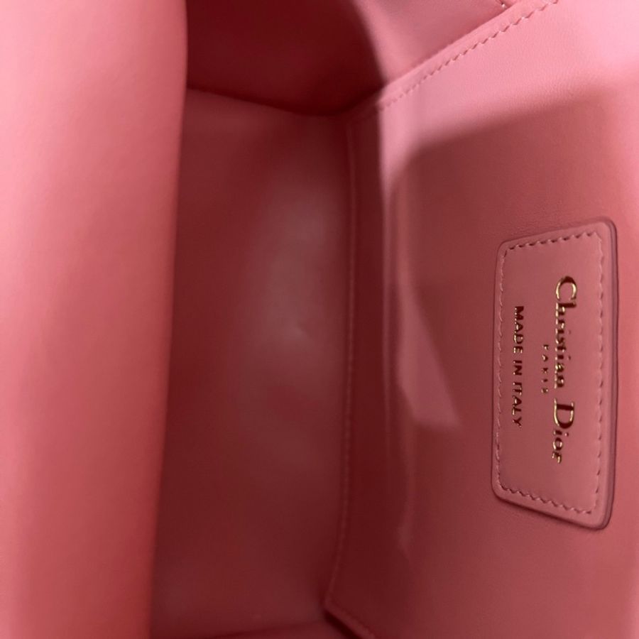 Dior/迪奧 粉色迷你Backpack藤格紋雙肩包-7