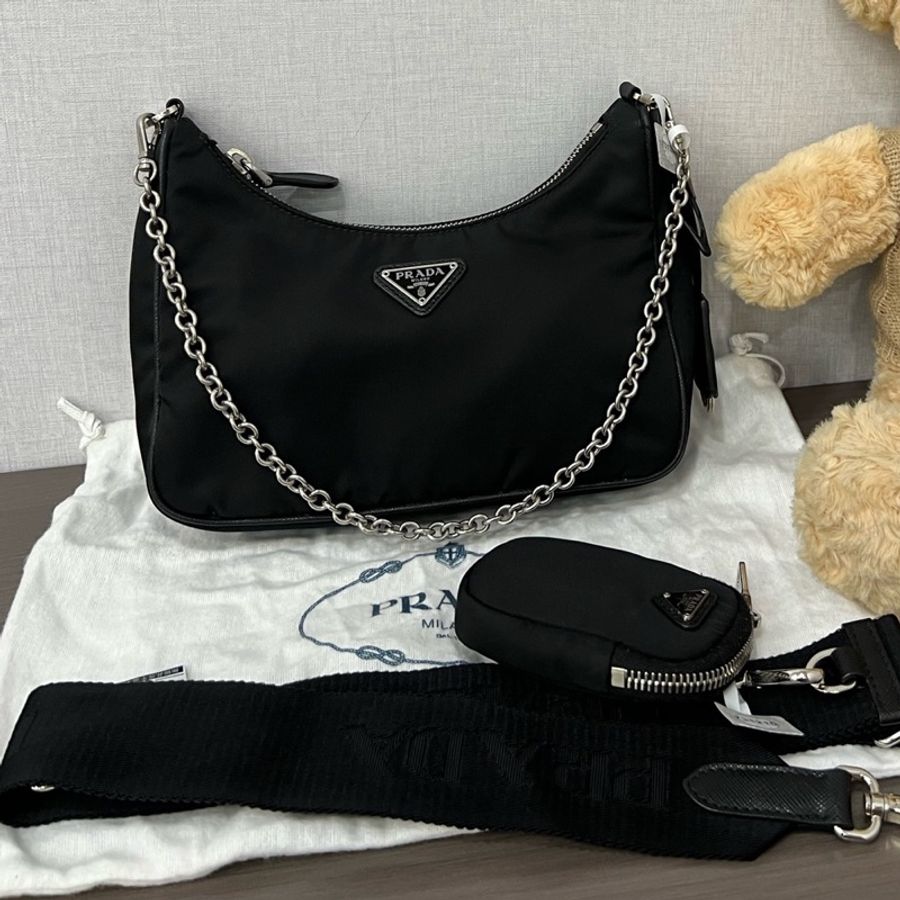 Prada/普拉達 帆布三合一鏈條包-0