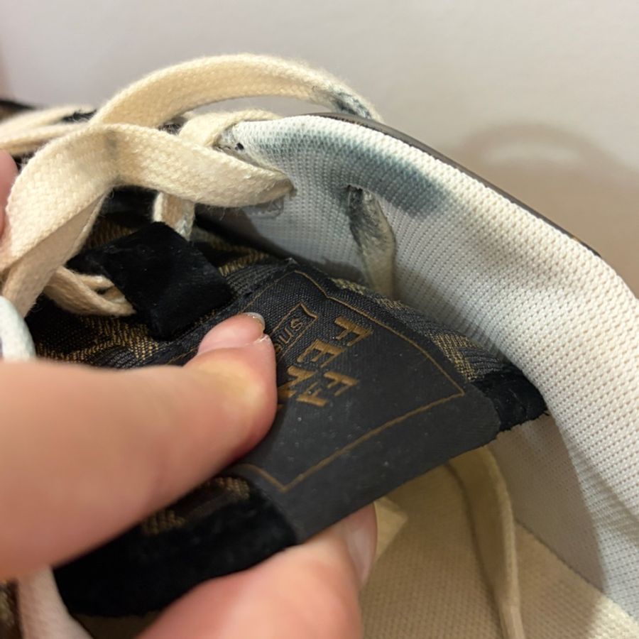 FENDI Match 黑色麂皮帆布低筒鞋 37/37.5-12