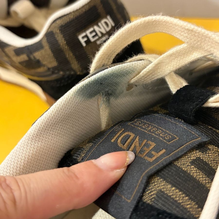 FENDI Match 黑色麂皮帆布低筒鞋 37/37.5-13