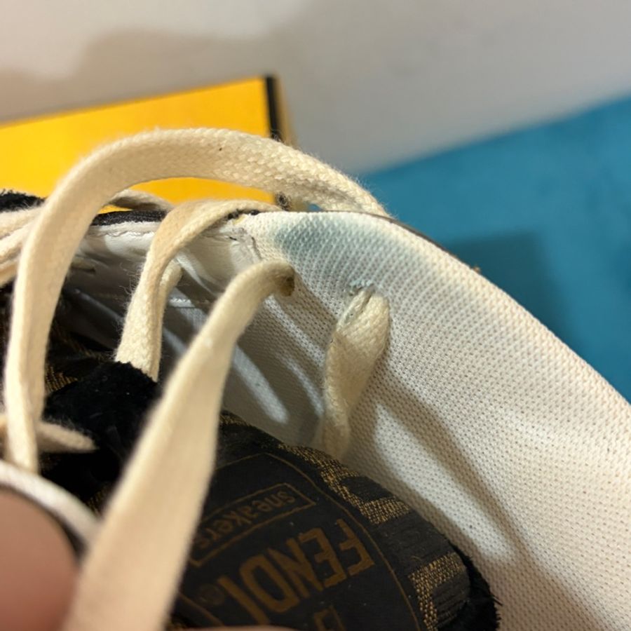 FENDI Match 黑色麂皮帆布低筒鞋 37/37.5-14