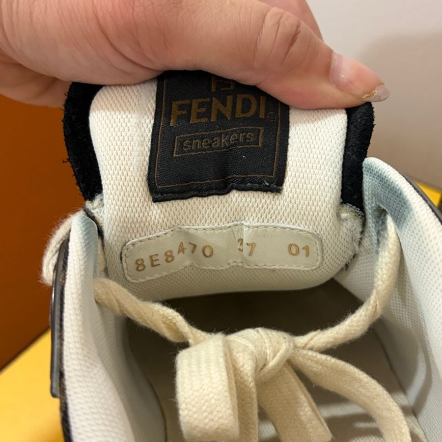 FENDI Match 黑色麂皮帆布低筒鞋 37/37.5-15