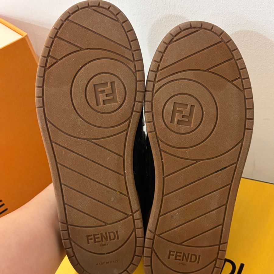 FENDI Match 黑色麂皮帆布低筒鞋 37/37.5-16