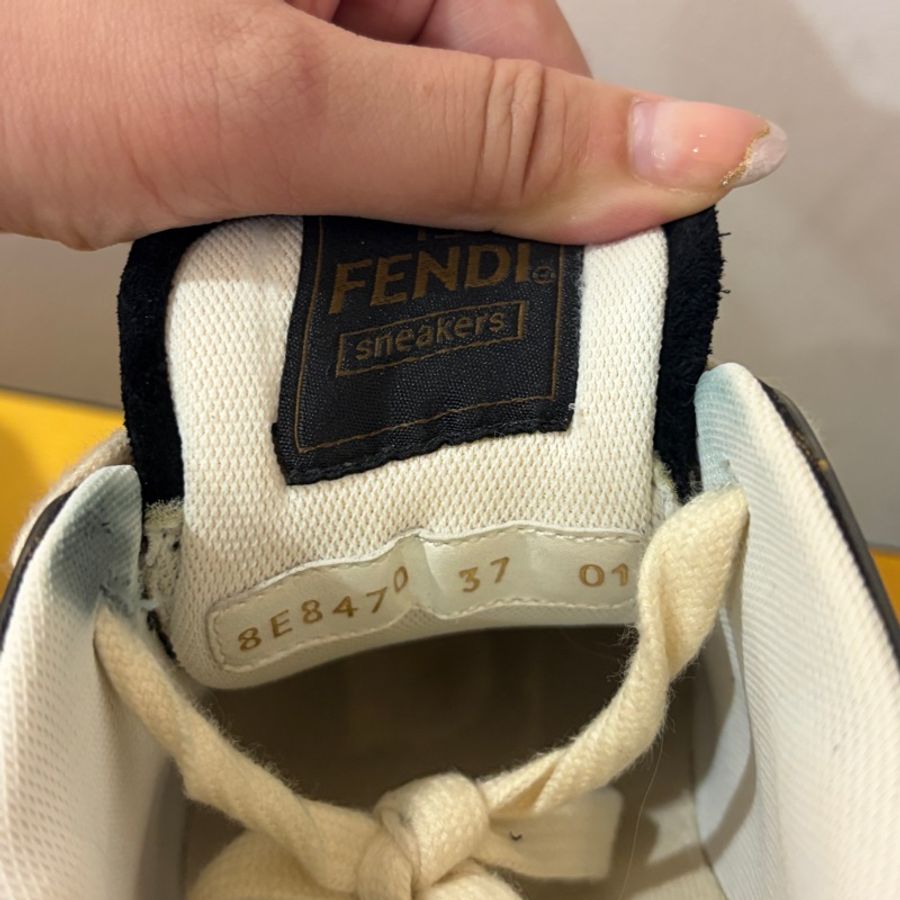 FENDI Match 黑色麂皮帆布低筒鞋 37/37.5-17
