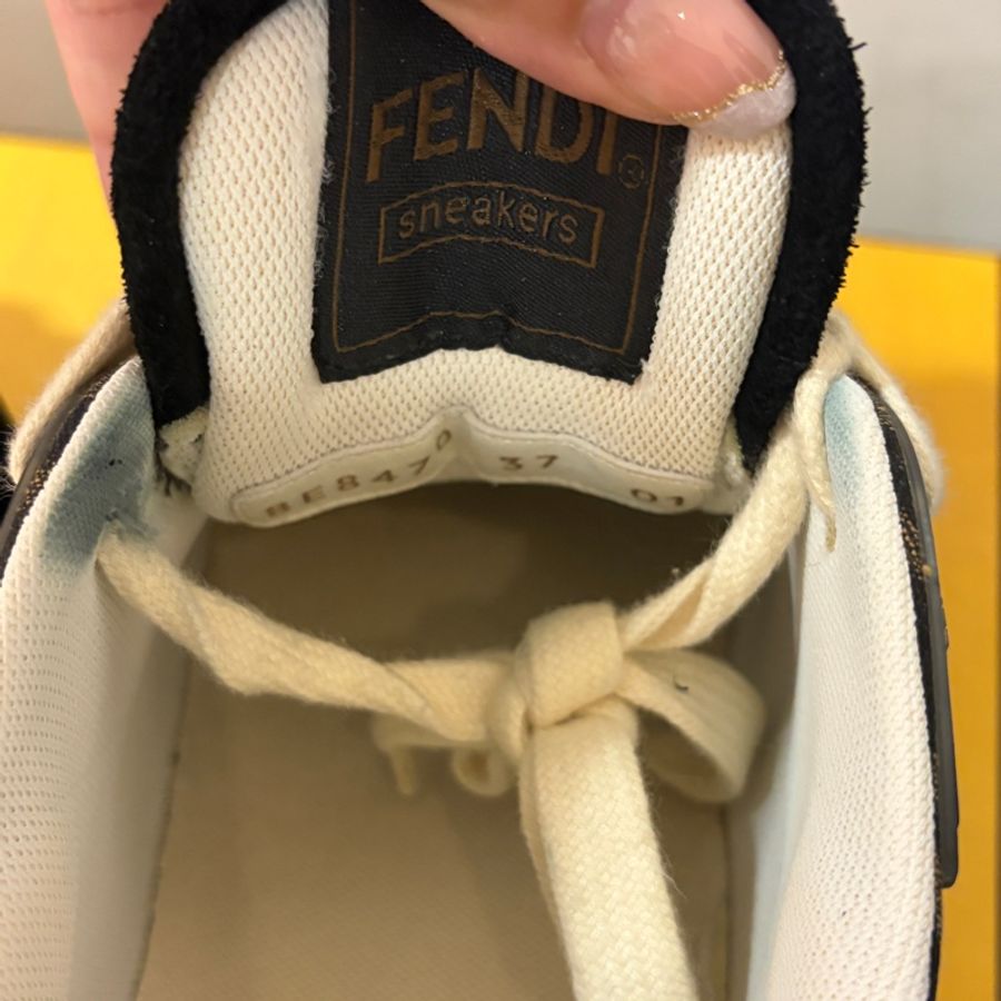FENDI Match 黑色麂皮帆布低筒鞋 37/37.5-18