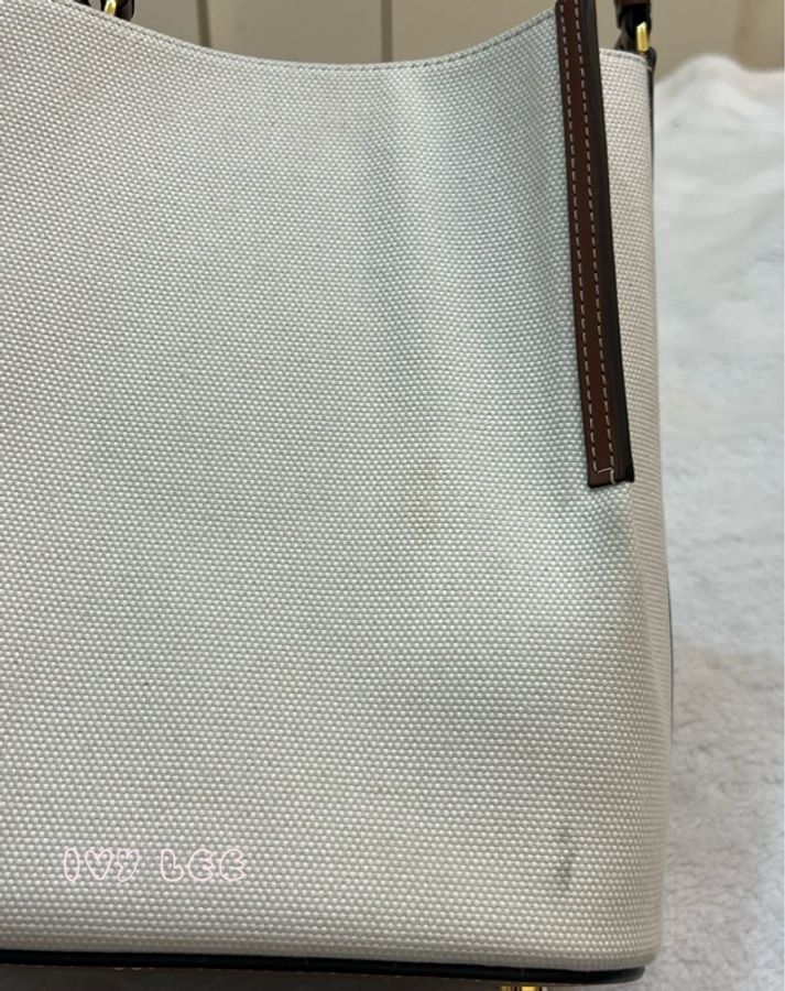 BURBERRY 8026824 棕色皮革水桶包 印花logo 徽標圖案帆布 手提 肩背 正品 二手精品-20