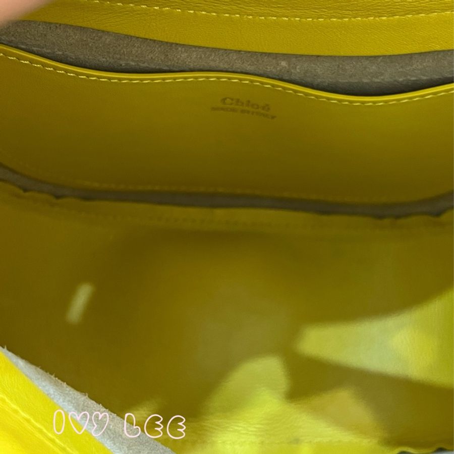 CHLOE Kiss Bag 黃色 金屬提把造型 小牛皮 斜背包 肩背手提包 正品 二手精品-8