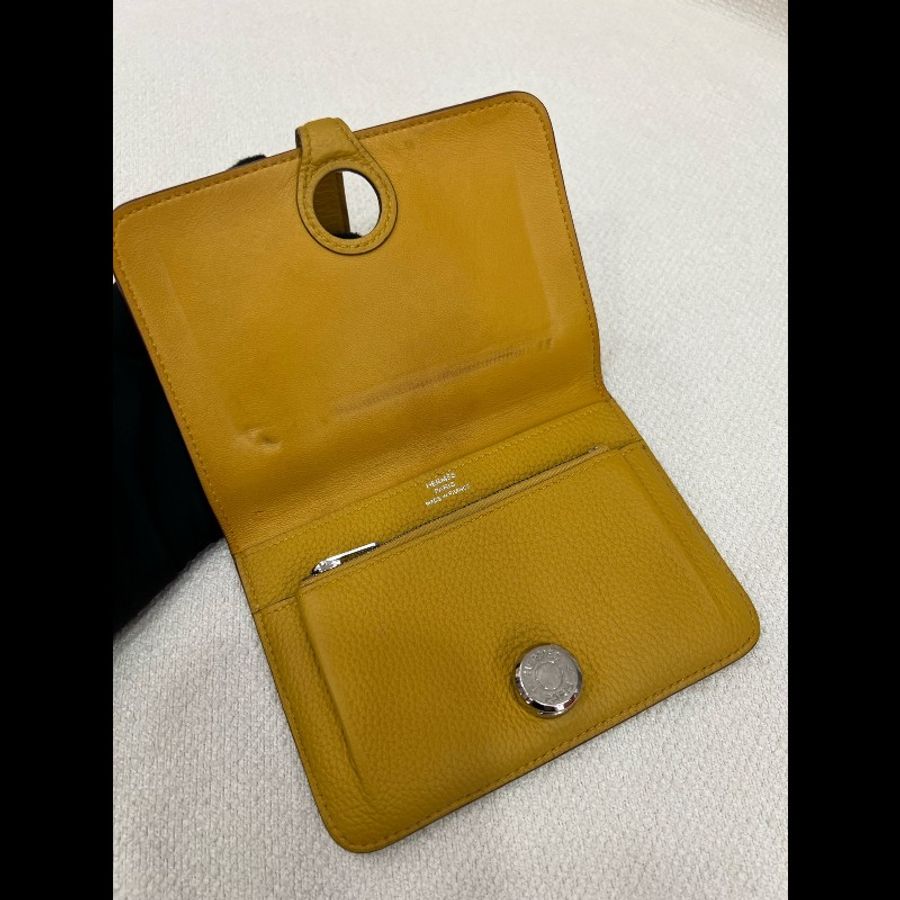 Hermes Dogon compact 短款錢包 琥珀黃-4