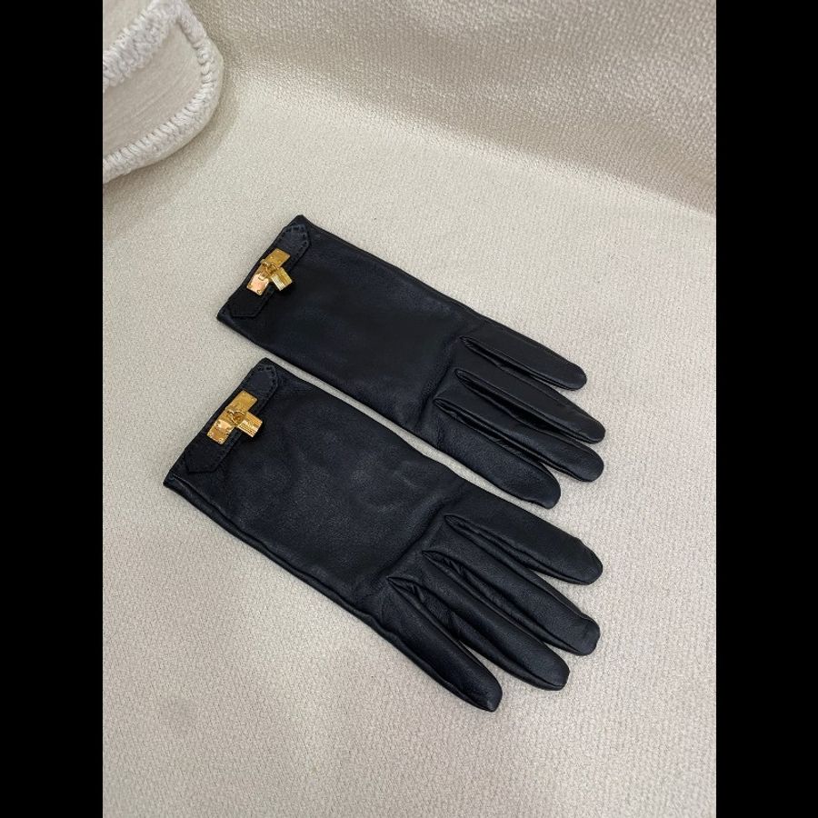 Hermes Soya Kelly 鎖扣 羊羔皮手套 金扣 7號半-8