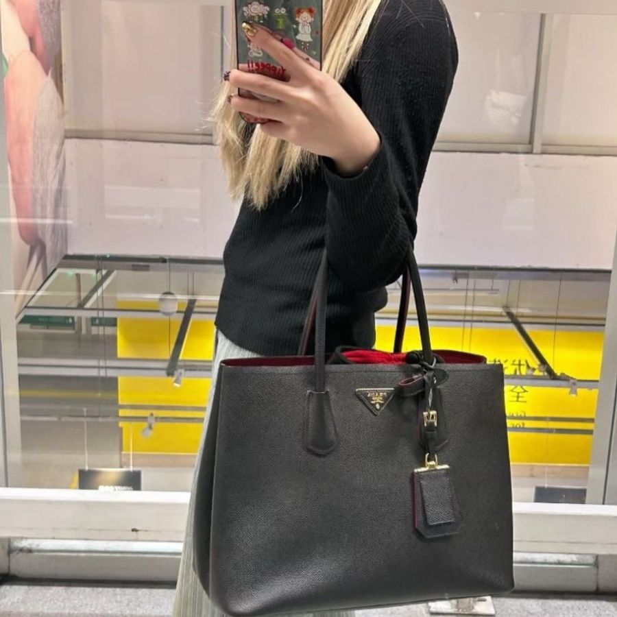 Prada Double手提斜背包 36*26*18 9新 配件 肩帶 塵袋-0