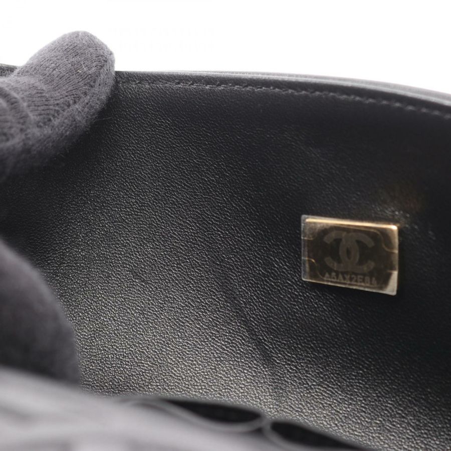 香奈兒 (CHANEL) Matelasse 雙蓋鏈條肩背包 A01112 羊皮黑 二手 PGHW-5