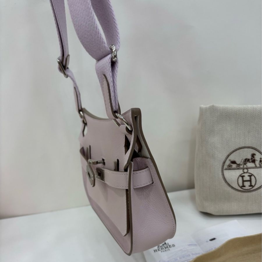 Hermes愛馬仕 mini Jypsiere /mini 吉普賽 Mauve Pale 09夢幻紫銀扣 ever color皮 B刻 全新 有購證-4