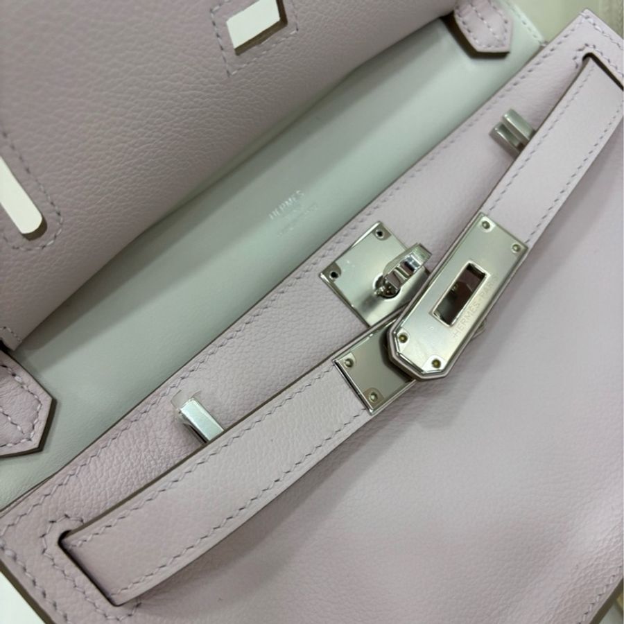 Hermes愛馬仕 mini Jypsiere /mini 吉普賽 Mauve Pale 09夢幻紫銀扣 ever color皮 B刻 全新 有購證-7