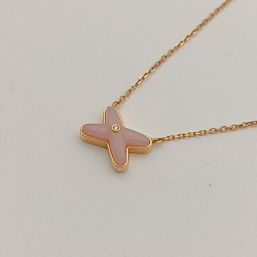 CHAUMET JuxeDeLiens歡緣小叉項鏈粉蛋白單鑽18K玫瑰金/鑽石-1