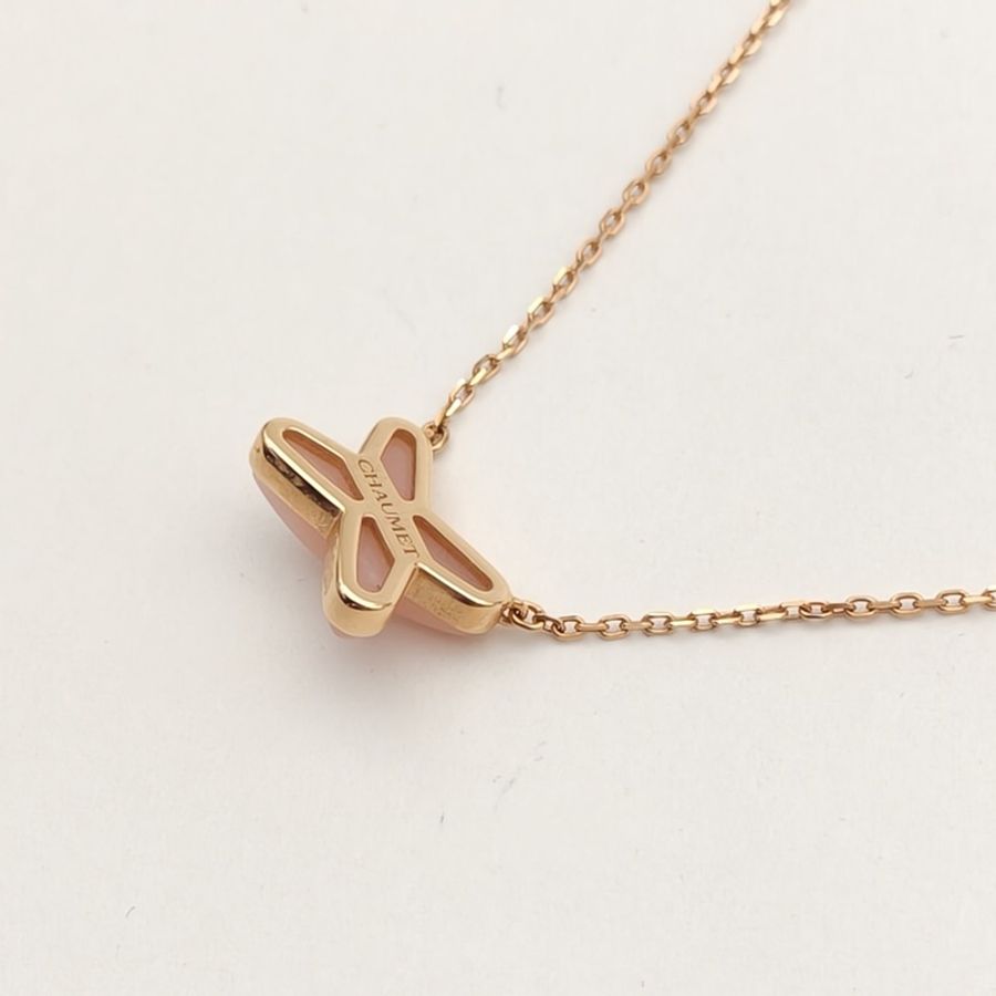 CHAUMET JuxeDeLiens歡緣小叉項鏈粉蛋白單鑽18K玫瑰金/鑽石-2