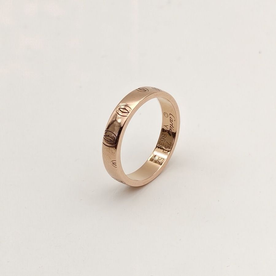 CARTIER 18K玫瑰金品牌標識18K金色戒指54-3