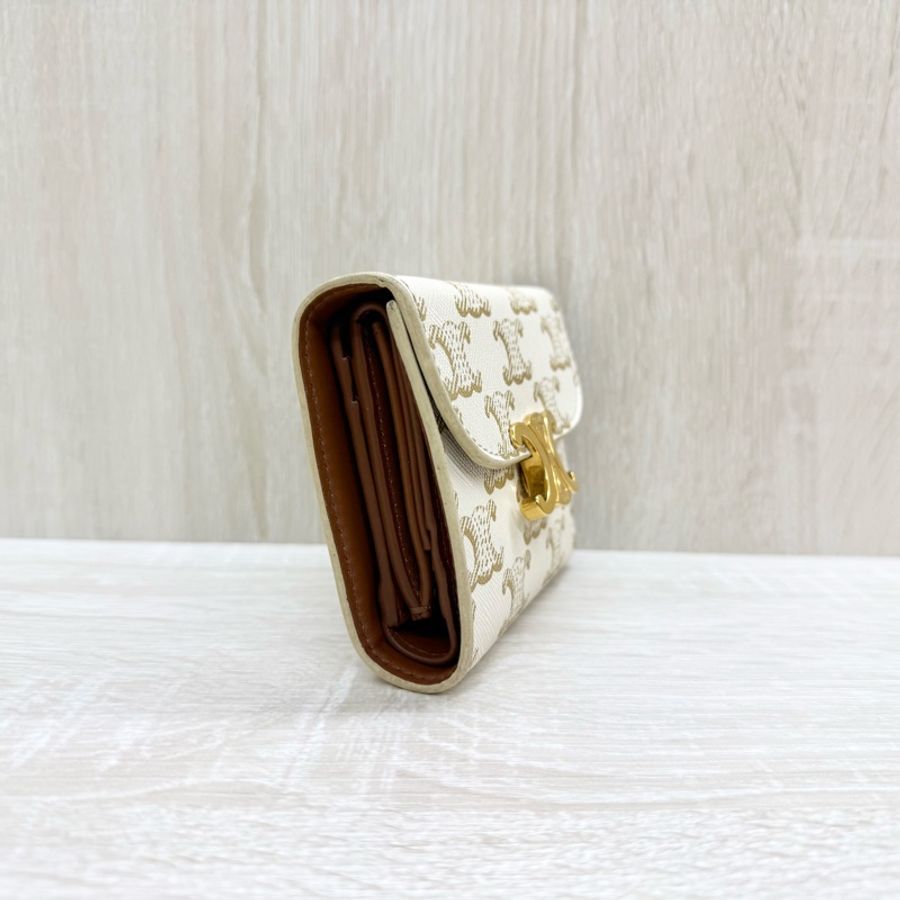 CELINE白色凱旋門三折短夾10D782CQH-4