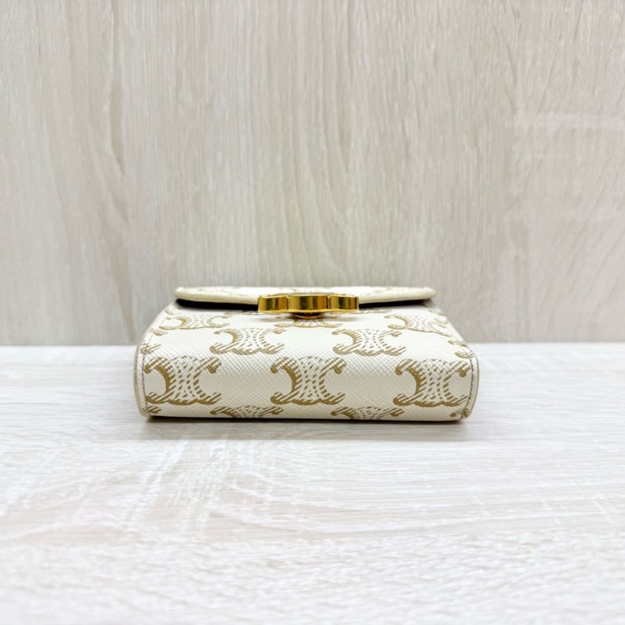 CELINE白色凱旋門三折短夾10D782CQH-5