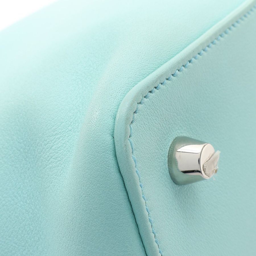 馬卡龍藍 Swift 牛皮 Mini Toolbox 兩用包 A刻 銀扣【HERMES 愛馬仕】-10