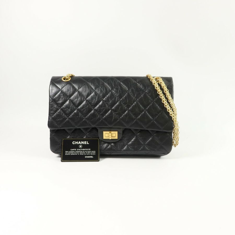 CHANEL 牛皮皮革2.55 Medium鏈帶肩背袋-12