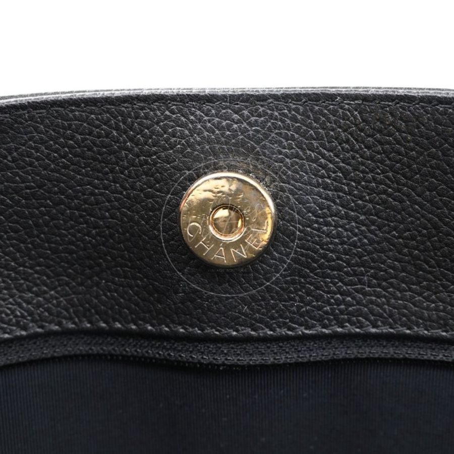 中古 Chanel 香奈兒 Cerf Small Black Calfskin Tote Bag GHW 黑色金扣小牛皮手提包-26