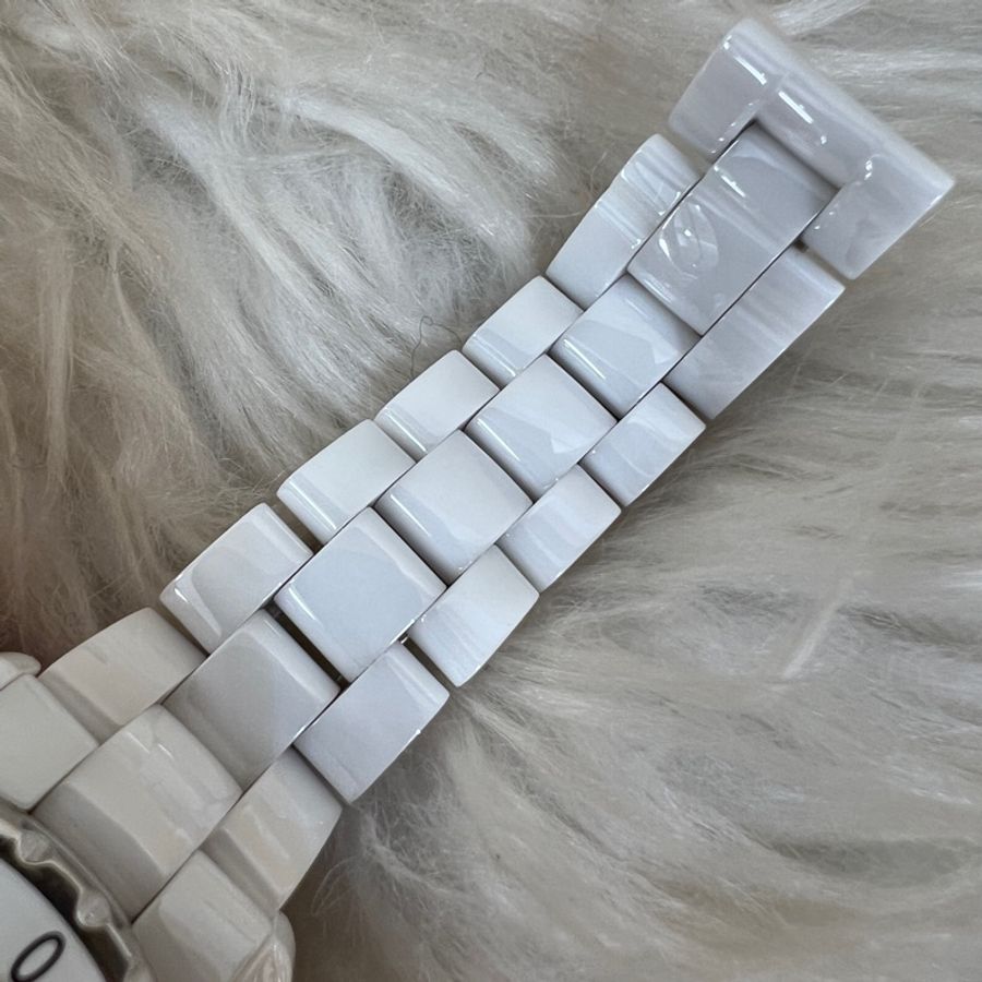 Chanel 白陶瓷內白銀雙圈錶面雙層數字J12 H4862-7