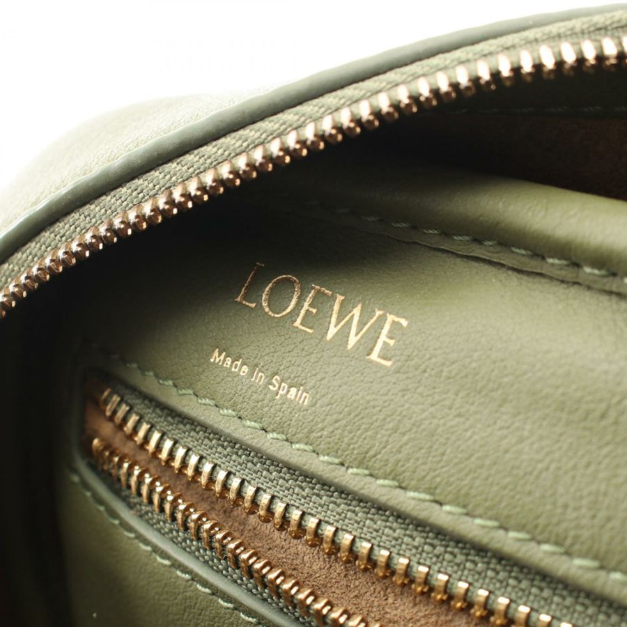 LOEWE Amazon 23 Repeat 2Way 單肩手提包 帆布 皮革 卡其色 白色 二手-3