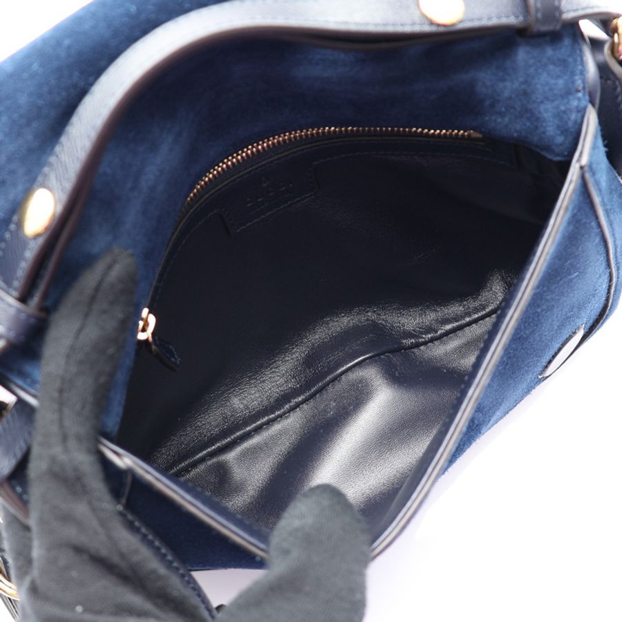 深藍色 絨面革 Blondie 肩背包 缺金屬背帶【GUCCI 古馳】 699268-2