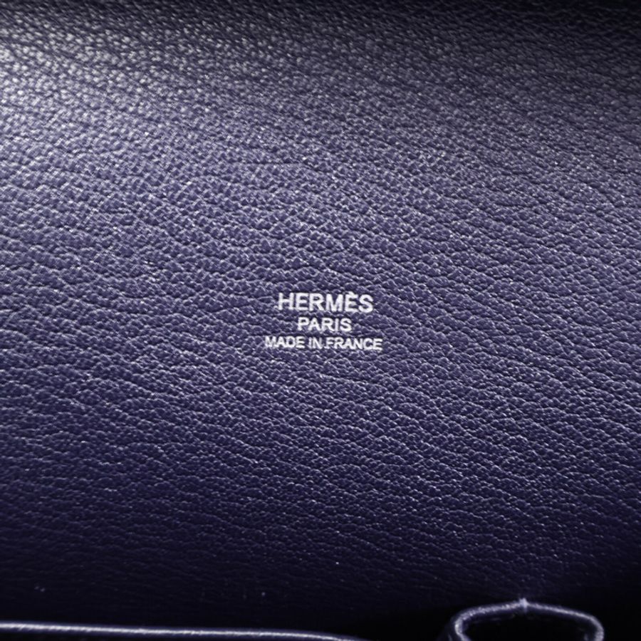 HERMES Clemence皮革Jypsiere 28肩背袋Blue Nuit-5