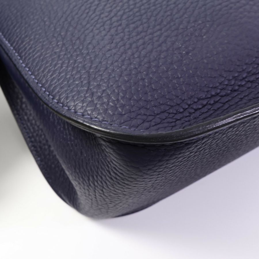 HERMES Clemence皮革Jypsiere 28肩背袋Blue Nuit-12