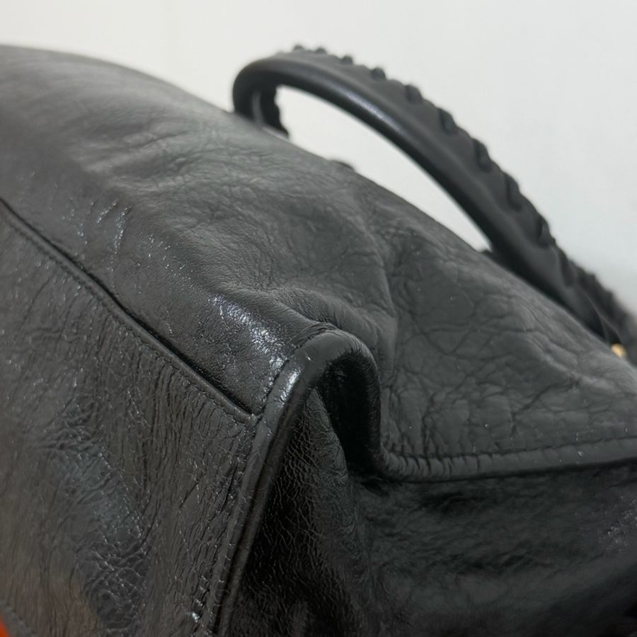#成色漂亮 Balenciaga City 機車包中號 黑金-11