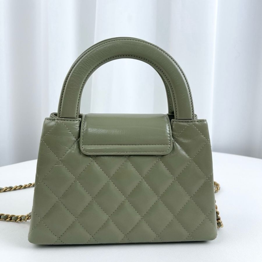 💚 99新Chanel香奈兒kelly大號 手提包斜挎包 抹茶綠 金扣24年。-1