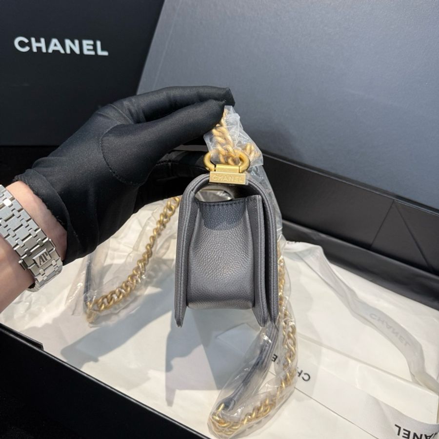 閒置新⭐香奈兒 Chanel 大象灰金扣Mini Leboy單肩包斜挎包-5