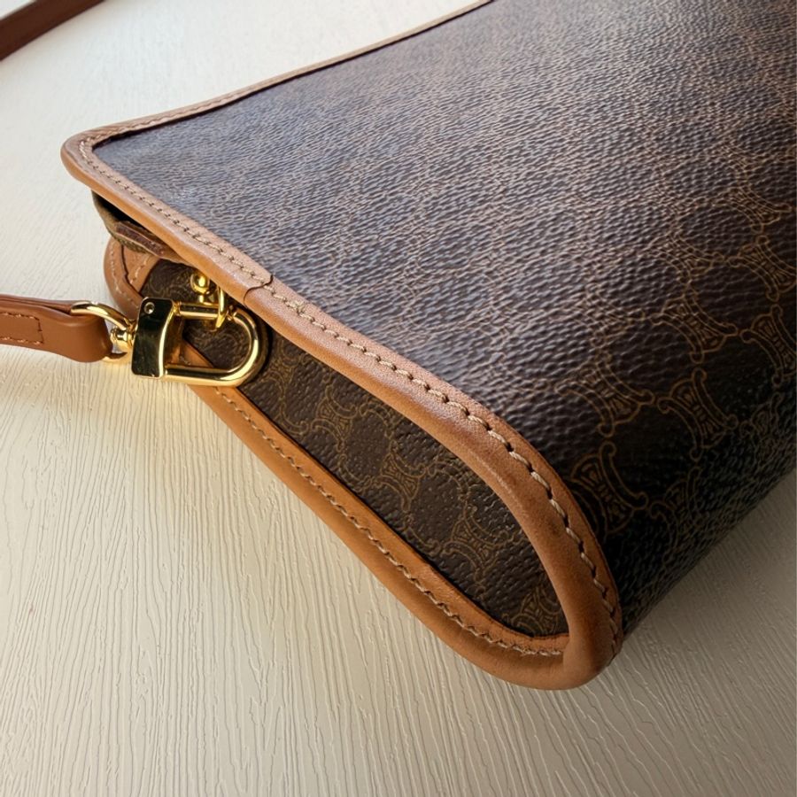 中古 思琳 Celine Macadam Clutch 凱旋門老花斜背包-13
