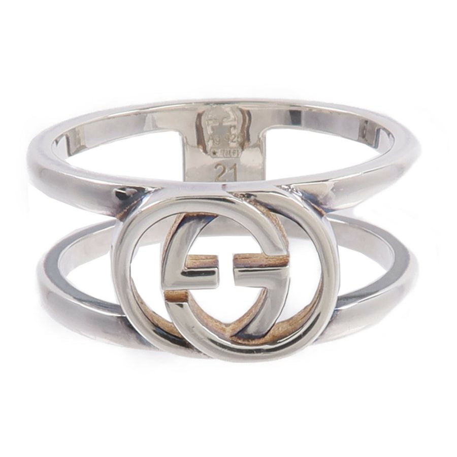 GUCCI 925純銀Interlocking G Open Band Ring戒指-1