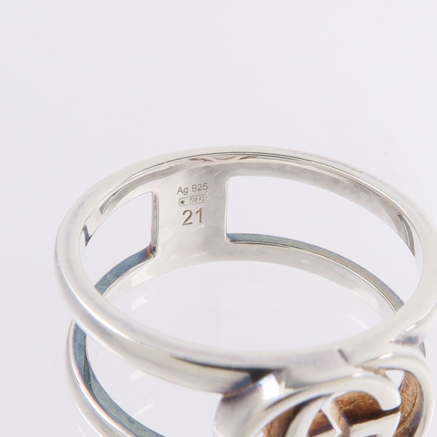GUCCI 925純銀Interlocking G Open Band Ring戒指-4
