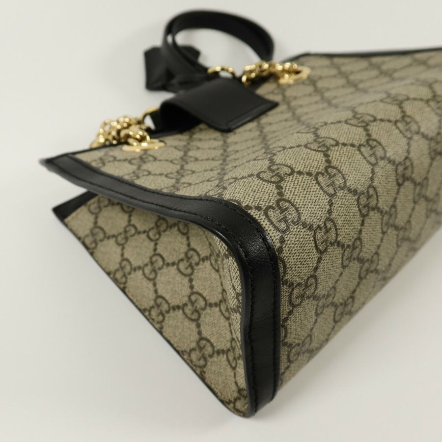 GUCCI 塗層帆布Padlock GG Small鏈帶肩背袋-16