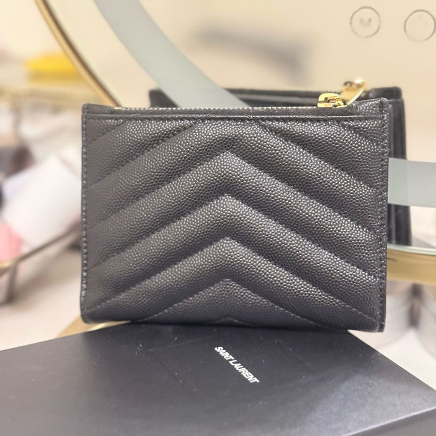 YSL Saint Laurent 魚子醬對開暗扣短夾-2