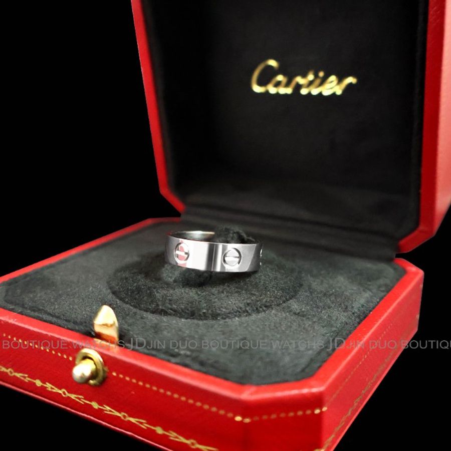 金鐸精品~C801 CARTIER 卡地亞 LOVE系列經典款750/1000白K金54號戒指-1