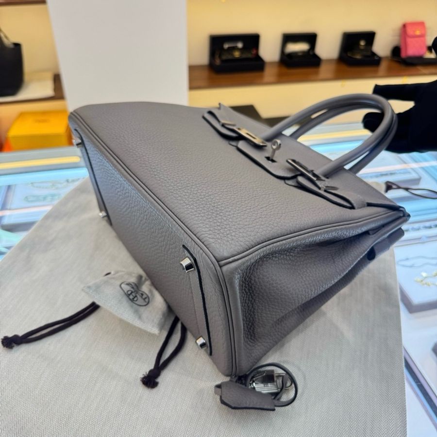 ✨99新Hermes 愛馬仕 Birkin30 手提包銀河灰 M8銀扣 D刻 附件:塵袋鎖具-7