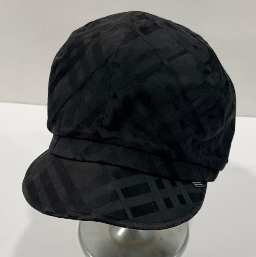 BURBERRY 藍標 黑色格紋帽-2