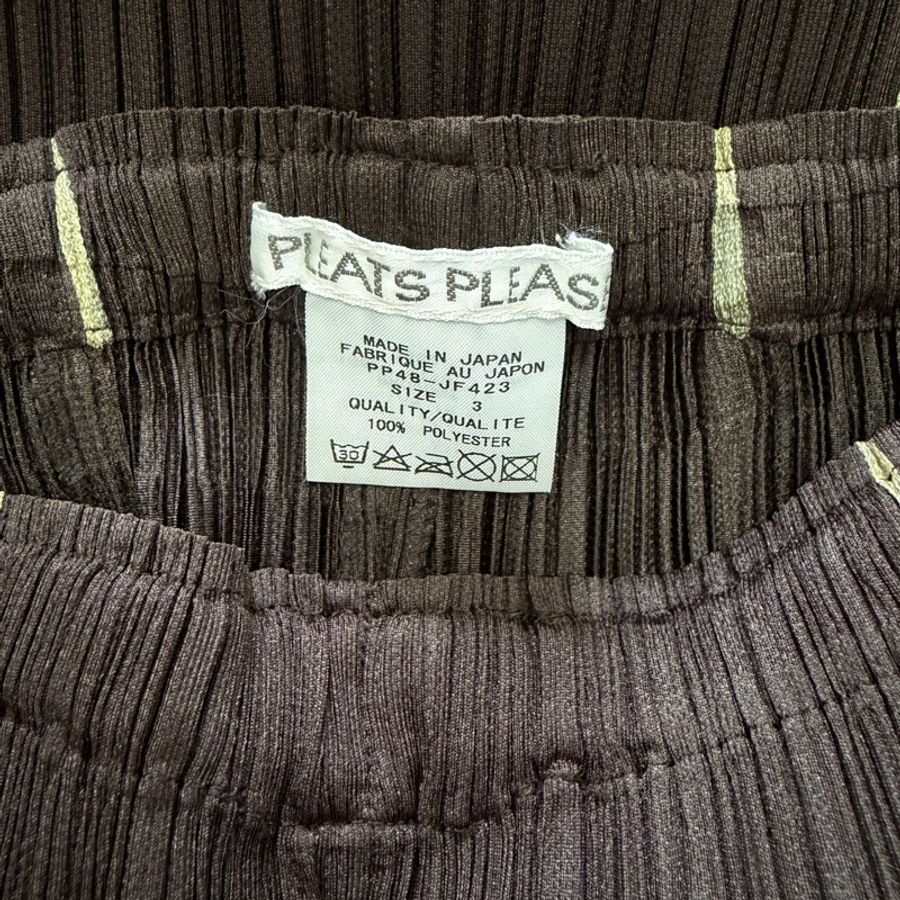 104)Pleats Please Issey Miyake 經典深咖啡色縐褶長褲 M-L可穿-6
