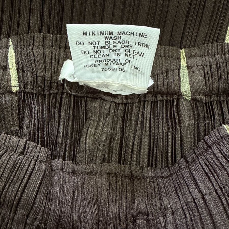 104)Pleats Please Issey Miyake 經典深咖啡色縐褶長褲 M-L可穿-7