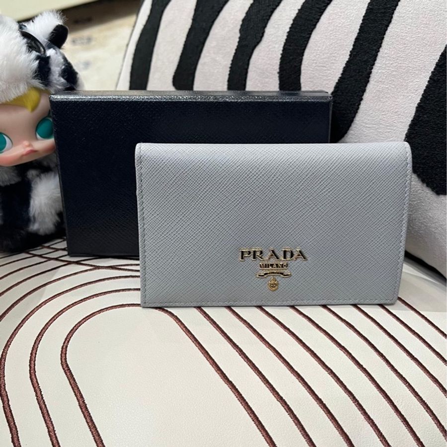 Prada wallet Grey Saffiano Leather銀包-3