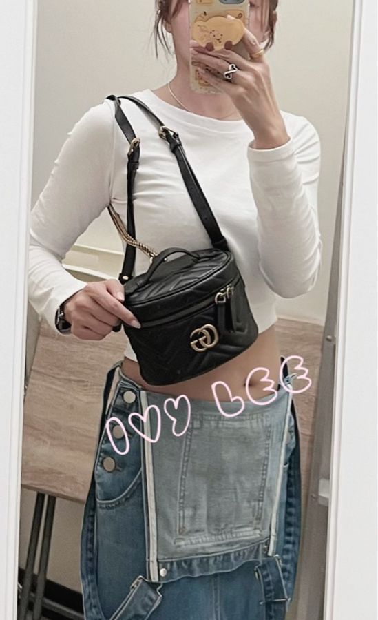 GUCCI 598594 GG Marmont絎縫小牛皮 迷你兩用後背包 肩背包 黑 正品 二手精品-2